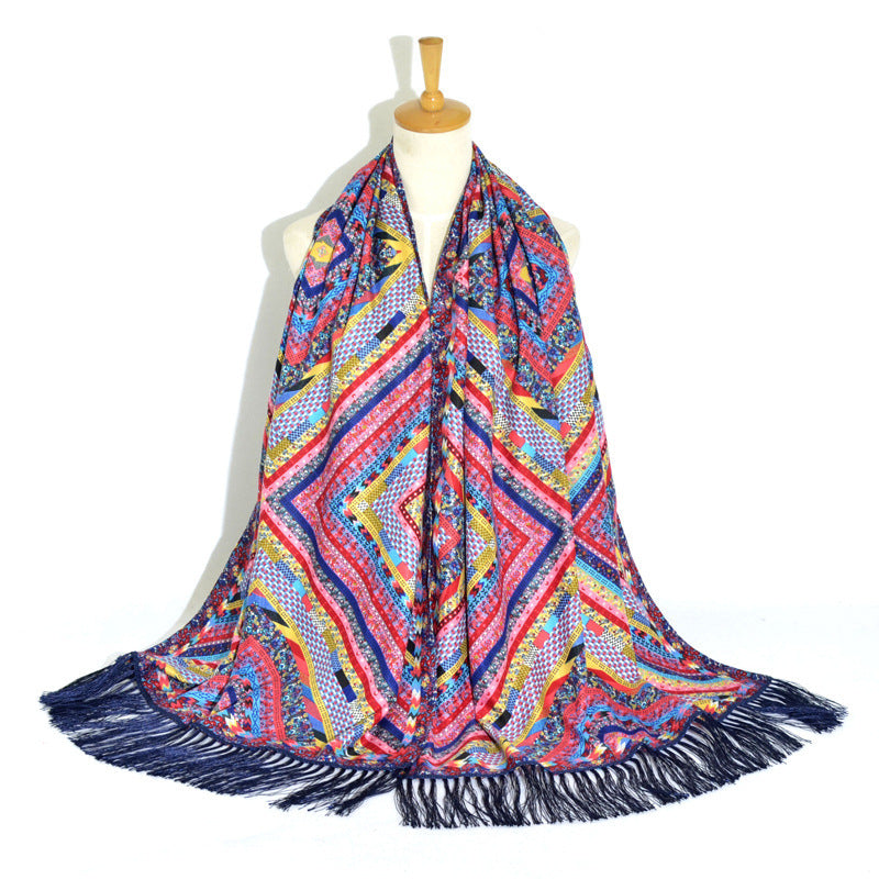 Printed Tassel Long Scarf Travel Ethnic Style Shawl