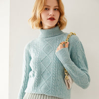 Female Turtleneck Pullover Thick Cashmere Sweater