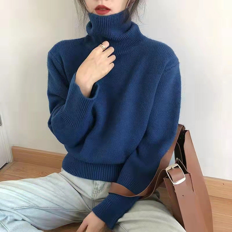 Turtleneck Sweater Women's Pullover Loose Long Sleeves