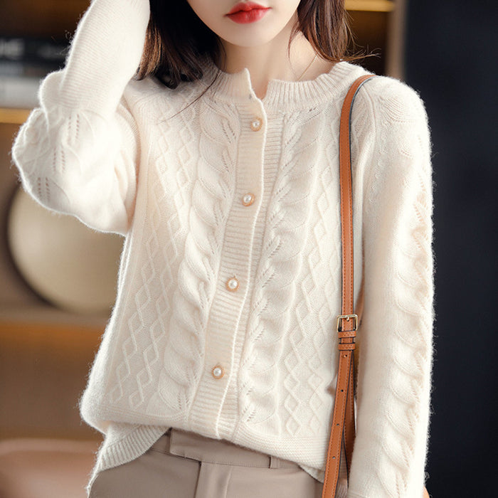 Women's Thin Cashmere Sweater Raglan Round Neck Temperament Sweater