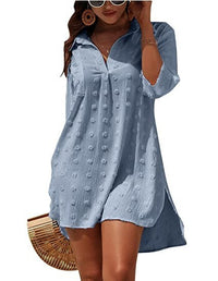 Medium Length Loose Fitting Casual Blouse Shirt