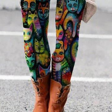 European And American Spring And Autumn New Digital Printing Fashion Leggings Trendy Yoga Pants Tights