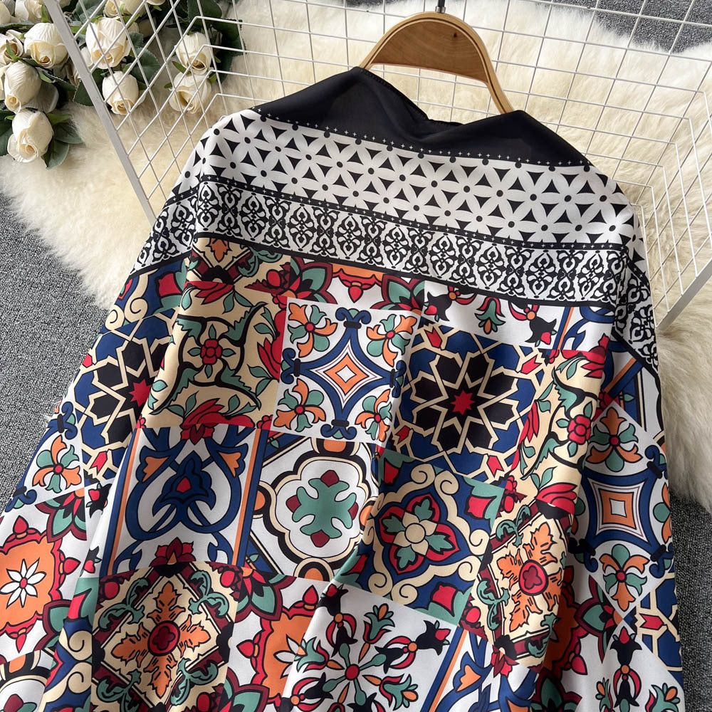 Printed Cardigan Mid-length Cape Ethnic Style Loose And ThinCoat