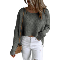 European And American Short Midriff Outfit Slimming Long Sleeve Top