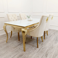 Louis Gold Dining Table White