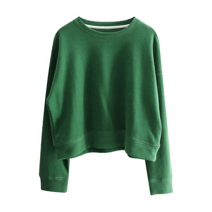 Short Round Neck Bright Line Sweater Women's Loose Pullover Leisure Long Sleeve