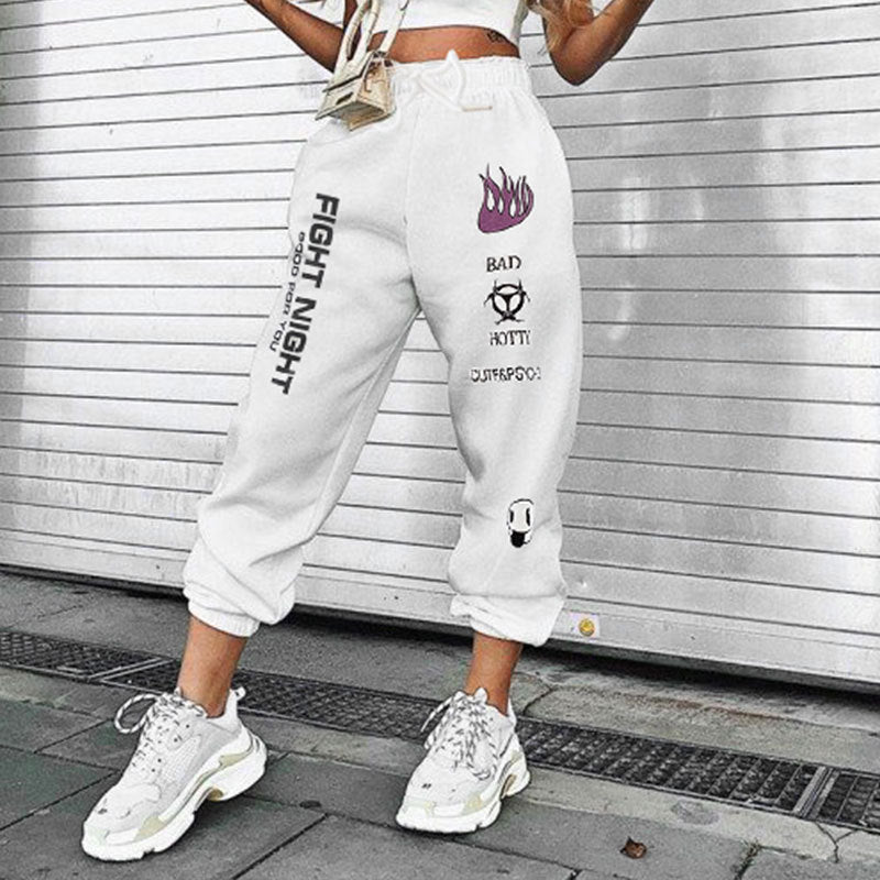 Graffiti printed casual pants