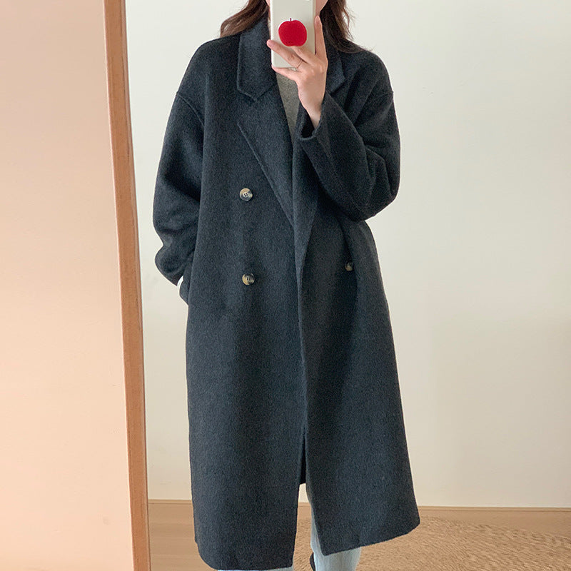 Women's Simple All-match Baby Camel Velvet Double-sided Wool Overcoat