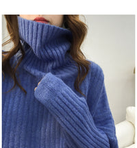 Women's Long Sleeve Loose Turtleneck Knitted Sweater