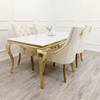 Louis Gold Dining Table White