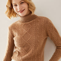 Female Turtleneck Pullover Thick Cashmere Sweater