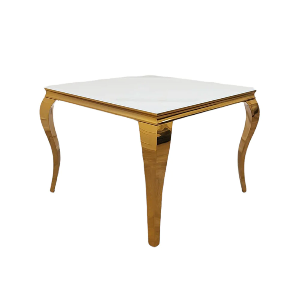 Louis Gold Dining Table Squire White Glass