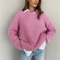 Loose Long Sleeve Idle Style Pullover Sweater For Women