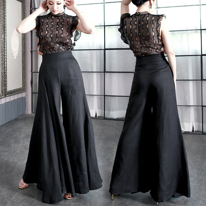 Hemp yarn wide-leg pants