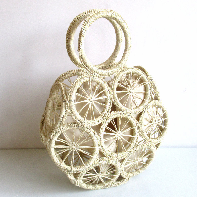 The New Circle Hollow Paper Rope Woven Bag Diagonal Straw