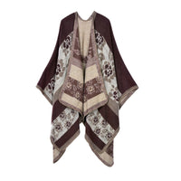 Autumn And Winter Scarf Wild Plaid Ladies Travel Shawlimitation Cashmere Ethnic Wind Split Thick Cloak