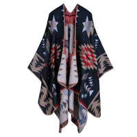 Autumn And Winter Scarf Wild Plaid Ladies Travel Shawlimitation Cashmere Ethnic Wind Split Thick Cloak