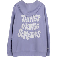 American Retro Light Purple Simple Print Hooded Sweater Women