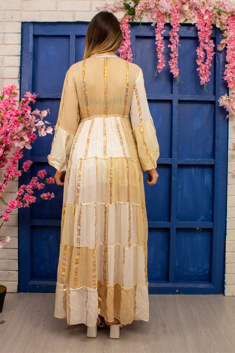 Long-sleeved Boho Maxi Dress with Embroidered Details