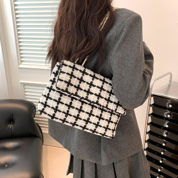 Women's Autumn Fashion Check Pattern Shoulder Bag