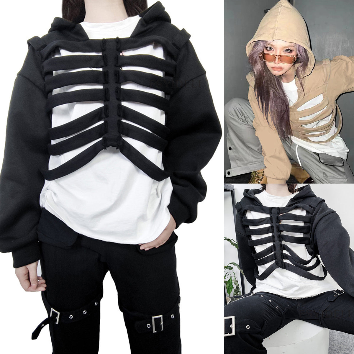 Trendy Skull Series Top Idle Style Hooded Long Sleeve Sweater