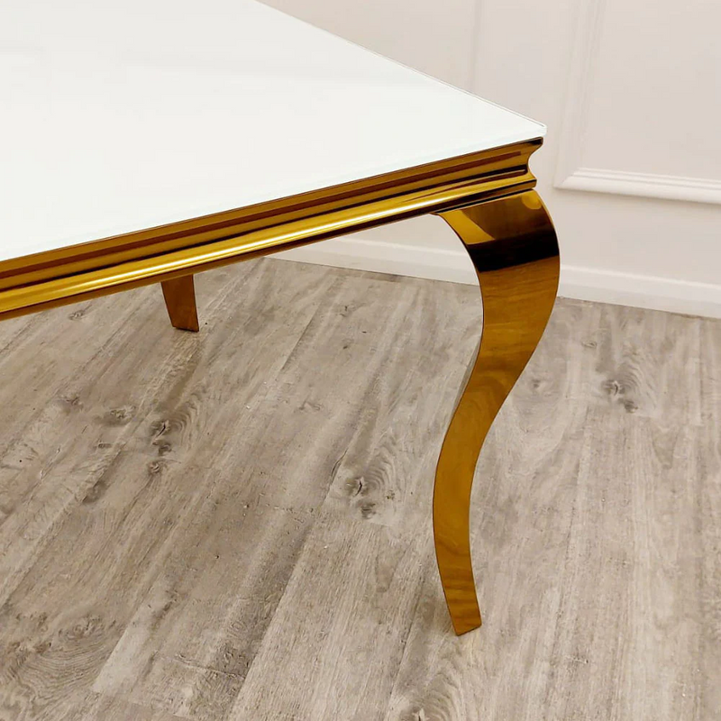 Louis Gold Dining Table Squire White Glass