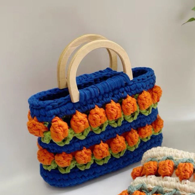 Cloth Line Crochet Knitting Tulips Handbags