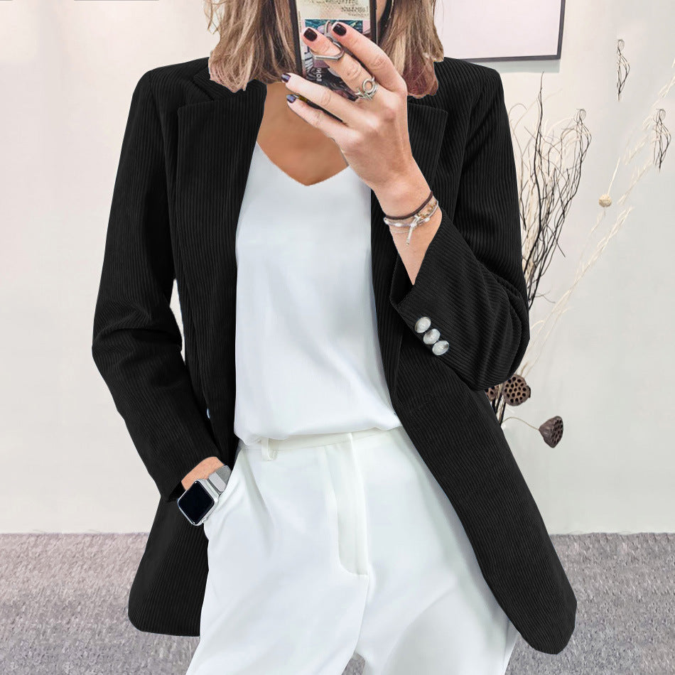 Women's Elegant Slim Corduroy Suit Jacket