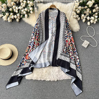 Printed Cardigan Mid-length Cape Ethnic Style Loose And ThinCoat