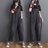 Spring And Summer Literary Plus Size Slim Denim Overalls