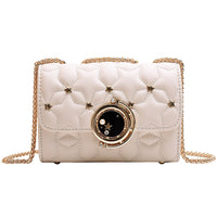 Retro Chain Female Messenger Bag Simple Texture Rivet Diamond Small Square Bag