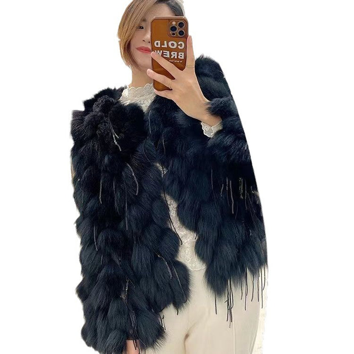 Fox Fur Fur Coat Female Short Tassel Thicken Coat