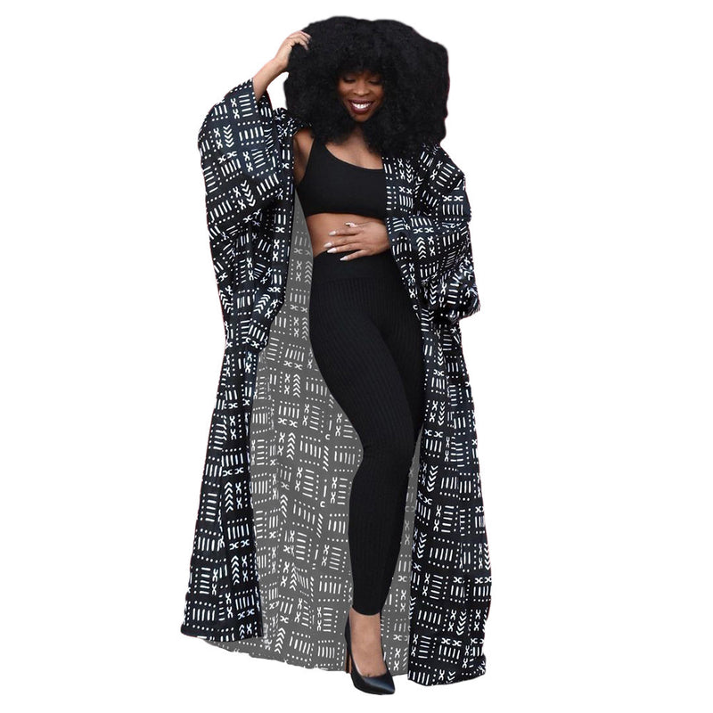 New Temperament Printed Outer All-matching Long Cardigan Baggy Coat