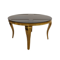 Louis Gold Dining Table Round Black Glass