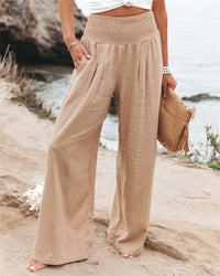 Women's Pants Casual Wide Leg Cotton Linen Loose Trousers