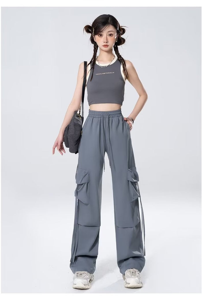 Loose Design Casual Mopping American Retro Trousers Women