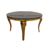 Louis Gold Dining Table Round Black Glass