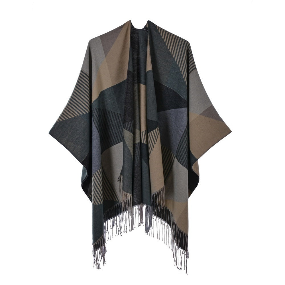 New Temperament Gentle Retro Fashion Jacquard Thickened Warm Shawl