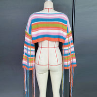 Women's Rainbow Tassel Vacation Style Loose Sweater