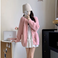 Mink Fur Versatile Sweater Coat Women's Collar Sweet Gentle Loose Knit