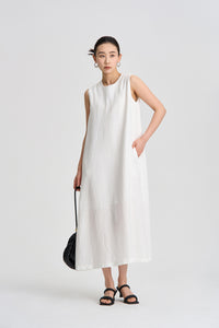 Linen Round Neck Sleeveless Dress Anti-exposure Midi Dress