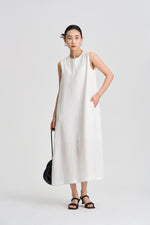 Linen Round Neck Sleeveless Dress Anti-exposure Midi Dress