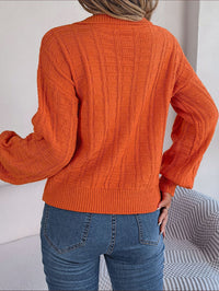 Casual Polo Collar Solid Color Plaid Long Sleeve Knitted Pullover Sweater