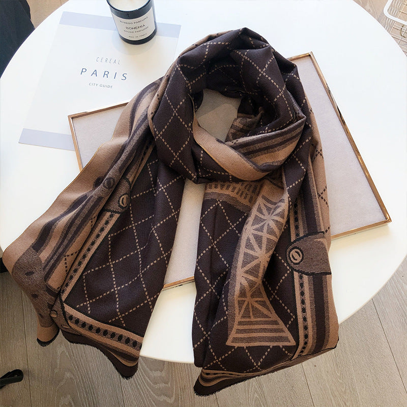 Paris tower double face warm scarf