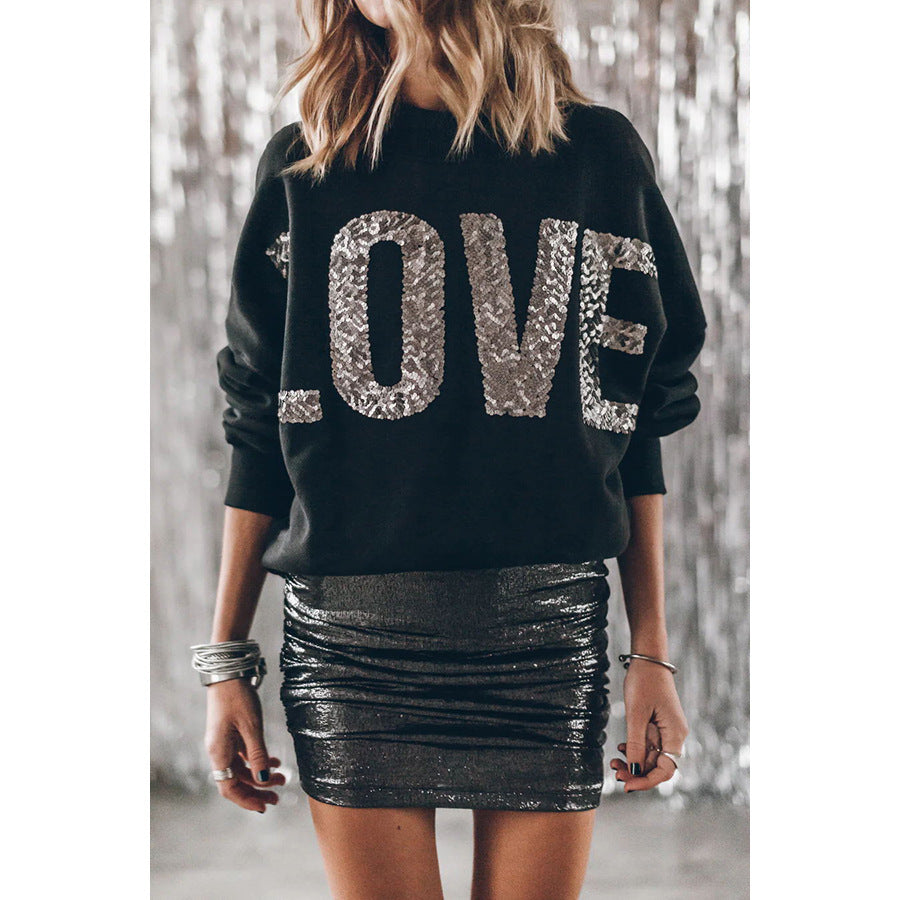 Fashionable Batwing Sleeve Sequined Sweater