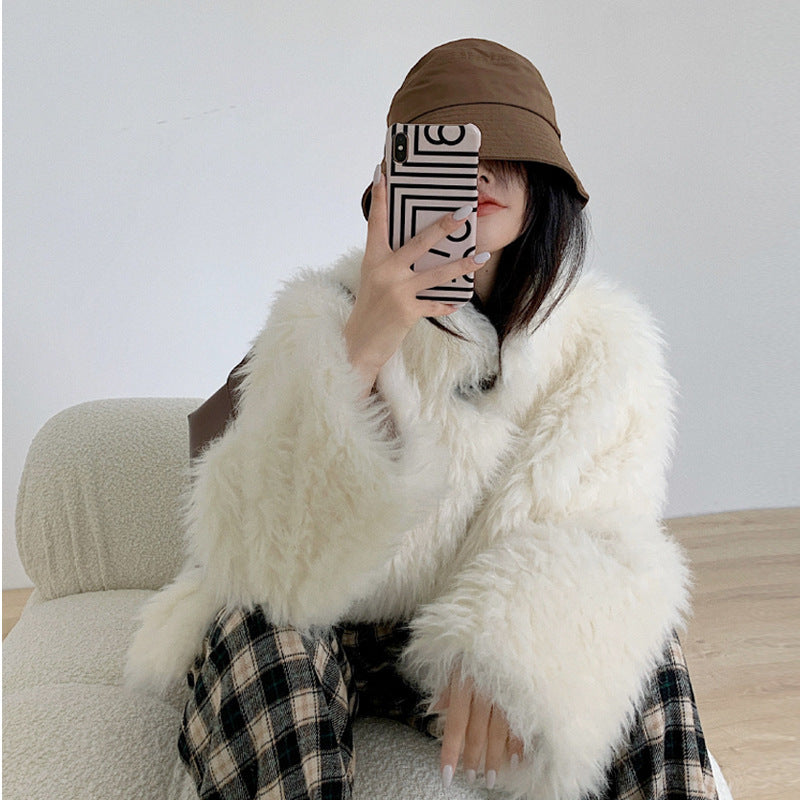 Women's Wool Coat Imitation Lamb Fur All-match Loose Sheep Curly Coat