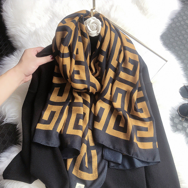 Printed Cotton And Linen Multifunctional Silk Scarf