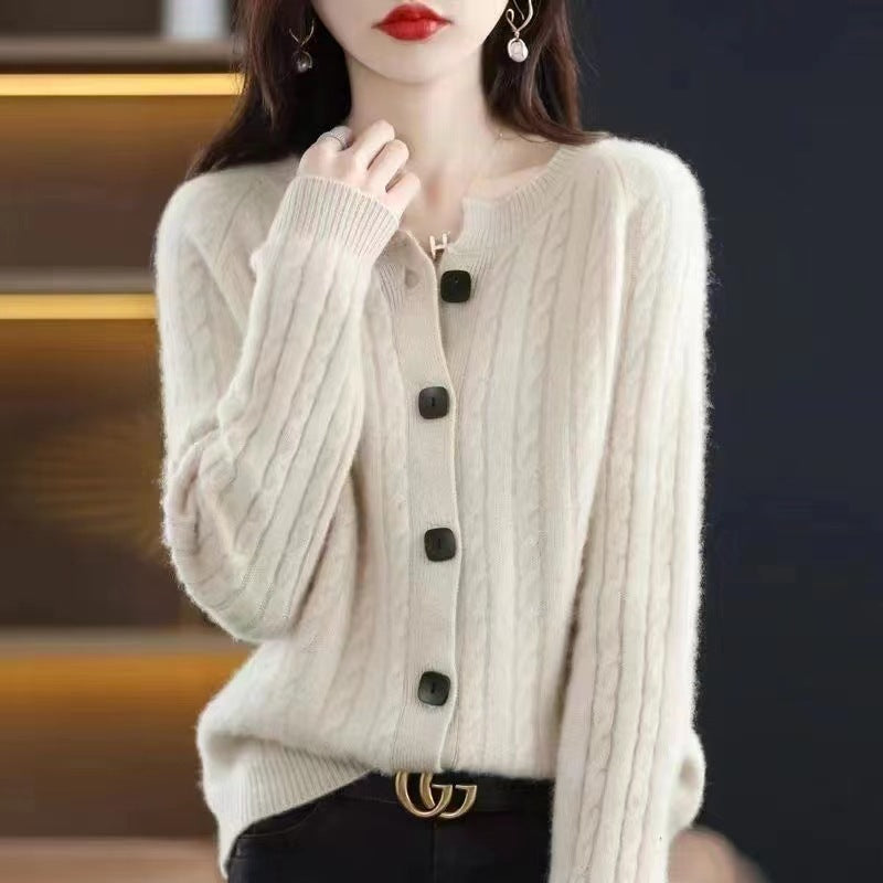 Cardigan Loose Cable-knit Sweater Base Sweater Coat Top