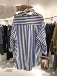 Vertical Striped Long-sleeved Shirt For Women All-matching Jacket Tops