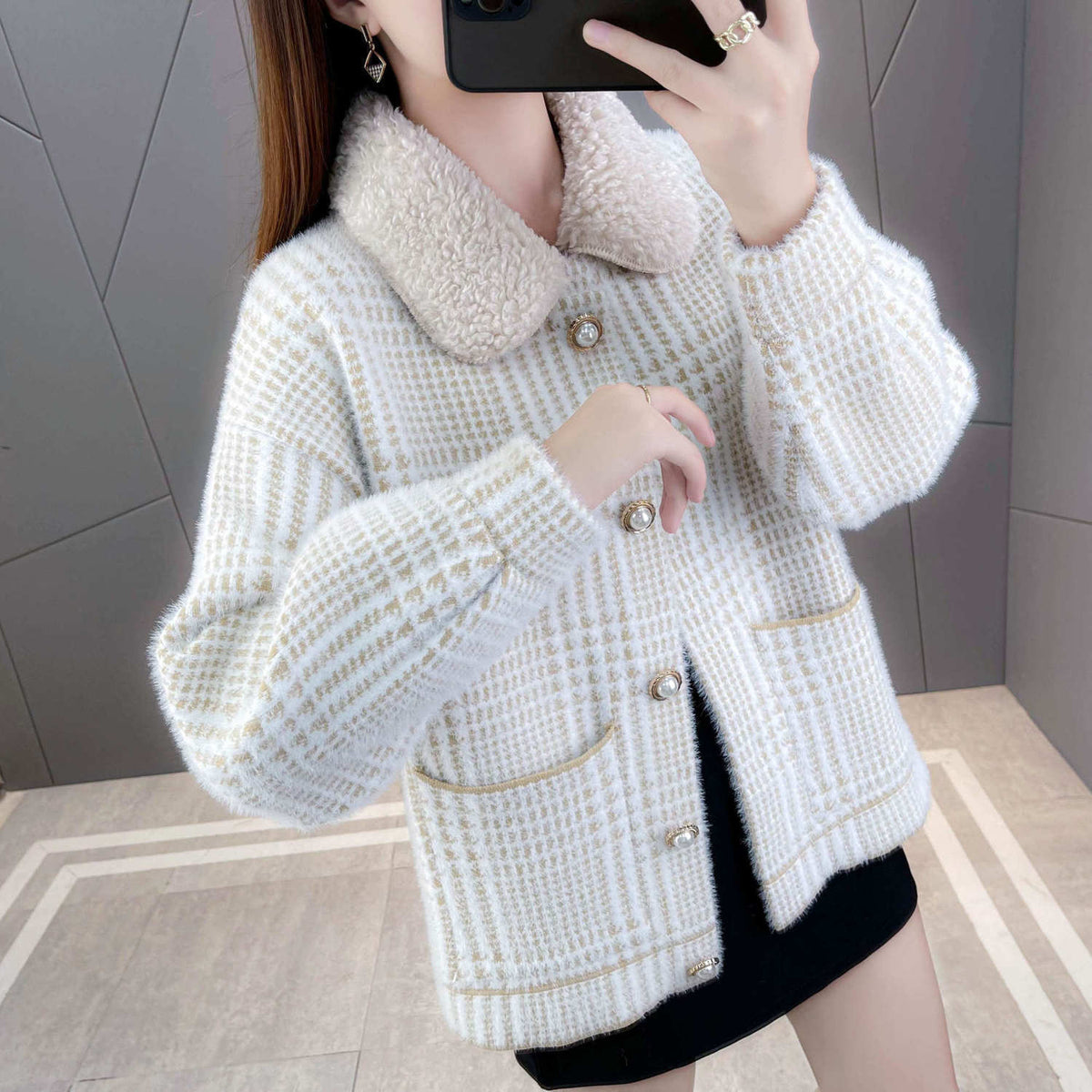 Top Cardigan Korean Style Fashion Loose Woolen Coat